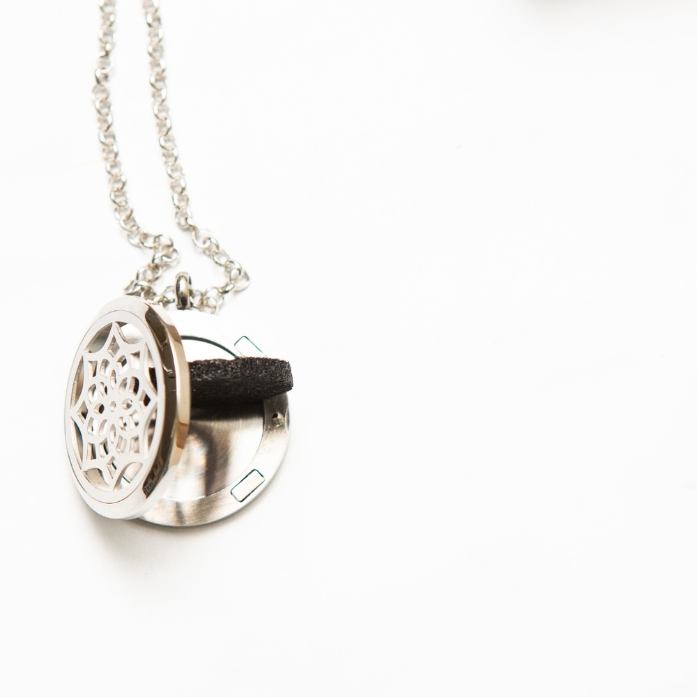 Silver Mandala Essential Oil Diffuser Necklace